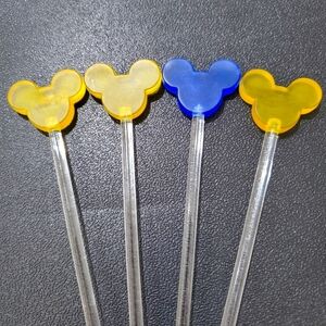 Disney Mickey Mouse Head Swizzle Sticks Stirrers Vintage Barware